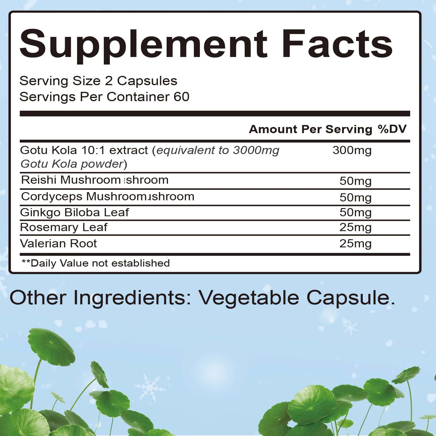 Gotu Kola Supplement – Improve Cognitive Function and Skin Health Integrity, Immune System Support – 120 Capsules