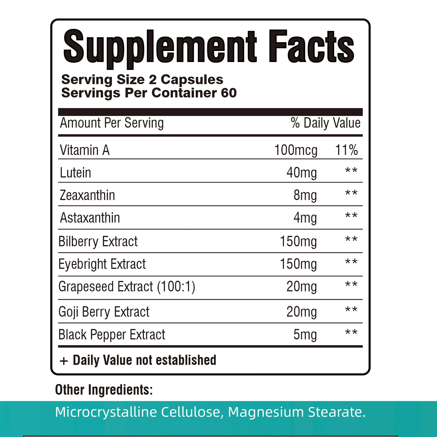 Lutein Eyes – with Bilberry Extract and Zeaxanthin – Support Eye Strain and Vision Health, Macular Health – 120 Capsules
