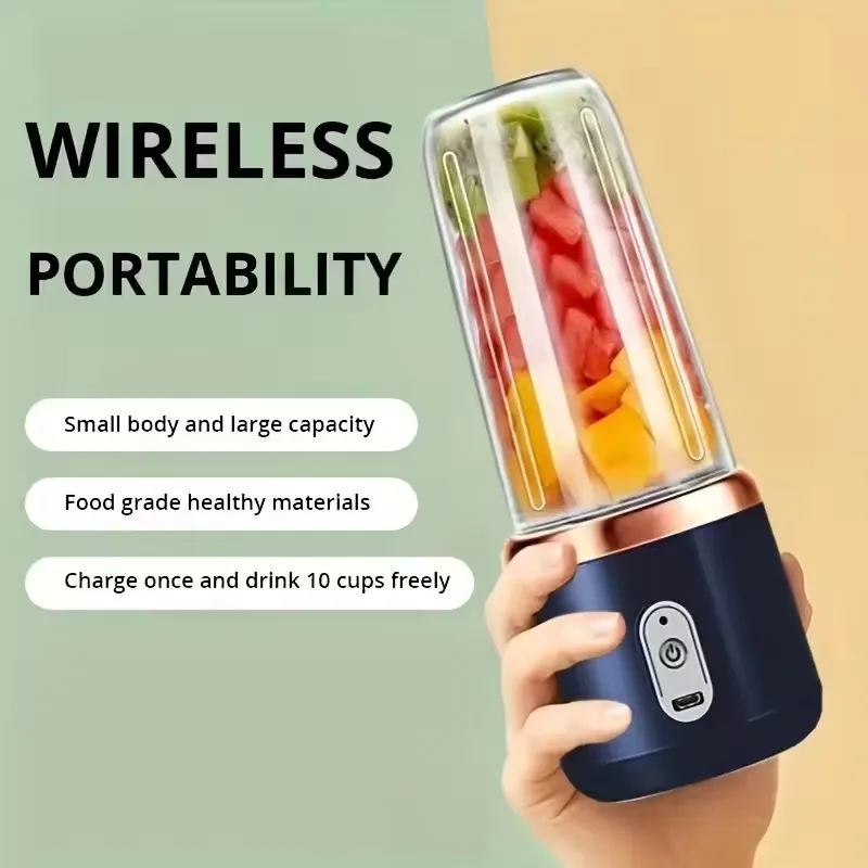 1pc Portable Small Electric Juicer Stainless Steel Blade Cup Juicer Fruit Automatic Smoothie Ice Maker Blender Kitchen Tool - Image 3