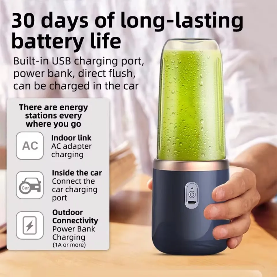 1pc Portable Small Electric Juicer Stainless Steel Blade Cup Juicer Fruit Automatic Smoothie Ice Maker Blender Kitchen Tool