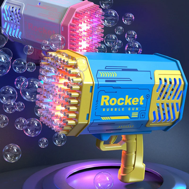 109 Holes Bubble Gun Automatic Bubbles Machine Rocket Launcher Handheld light Electric Bubbles gun Outdoor Toys for Kids Gift